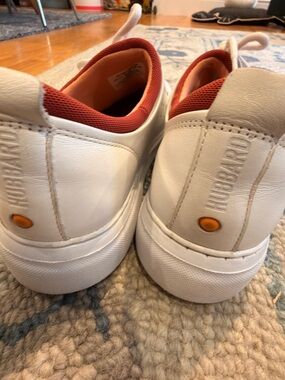 White Leather Sneakers with Orange Liner
